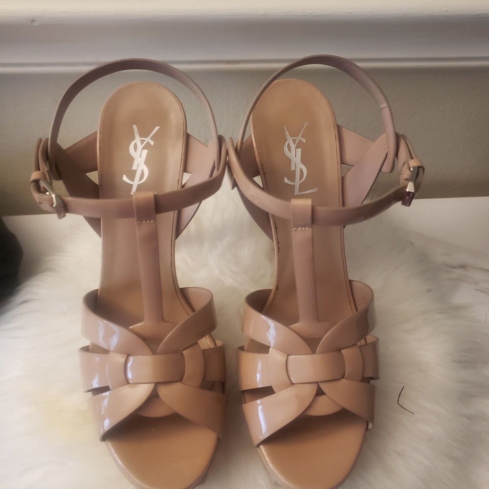 Yves Saint Laurent Beige Strappy Heels